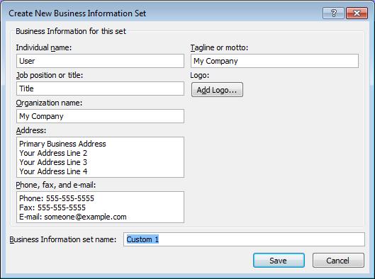 By default the user and organization's names are inserted from the information