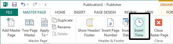 Click inside the header area and then within the ribbon, you can click on the buttons to insert page numbers, date and time into your