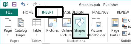 Microsoft Publisher 2013 Foundation - Page 63 Inserting AutoShapes AutoShapes are a collection of predefined