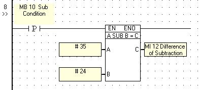 U90 Ladder Software Manual You can use the Subtraction function to subtract between two integer values.