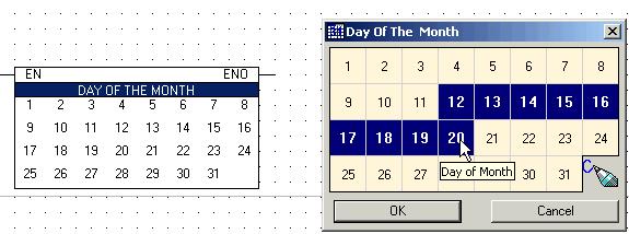 U90 Ladder Software Manual 4. The Day of the Month menu opens. 5. Click the desired days of the month. 6.