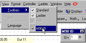 Display the Unit ID by selecting M90 ID from the