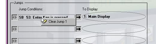 U90 Ladder Software Manual 3. Select the parameters you wish to clear. Clearing Jump conditions To clear an existing Jump condition: 1. Right click on the Jump. 2. The Clear Jump icon appears. 3. Click the icon to clear the Jump.