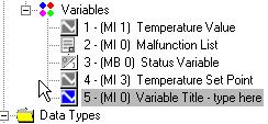 HMI The Variable name appears with the Variable number in the Navigator window. Creating Variables To create a new Variable: 1.