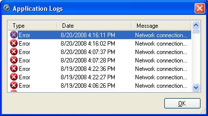 Figure 4.8: Control Center Admin Tool 3 When you have finished viewing the logs, click OK. Figure 4.