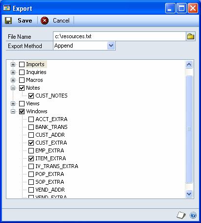 Chapter 3: Import and Export Extender resources can be exported to an XML file to easily transfer resource definitions between Microsoft Dynamics GP companies and to distribute Extender applications