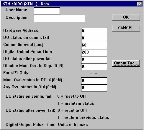 4-10 GX-9100 Software Configuration Tool User s Guide Figure 4-3: Data Dialog Box Example 3. Enter an 8-character name in User Name field. 4. Enter a 24-character description in Description field.