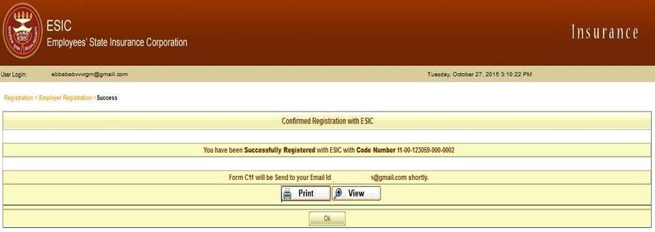You can view/print the Registration Letter (C-11) from the above button, also sent to your registered email id.