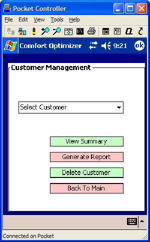 Comfort Optimizer User Manual At some point, you will need to go back and review or delete your customers from the handheld.