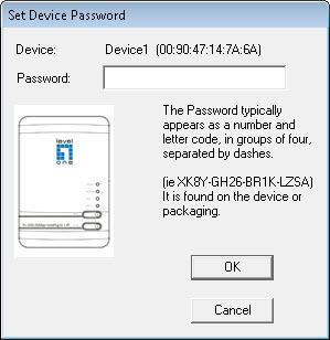 1. To enter a password for a specific device, select the device and click on the Enter Password button at the bottom of the lower panel to call up the Set Device