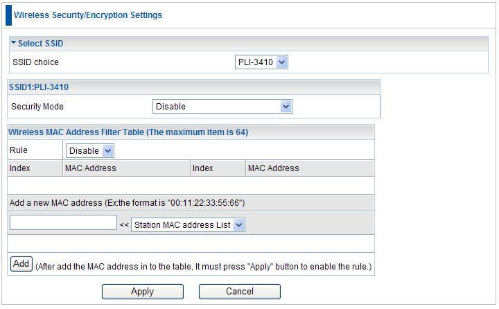 Wireless Security/Encryption Settings Security Mode: You can disable or enable the wireless security function using WEP or WPA for wireless network protection.