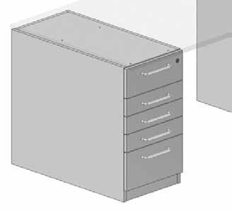 Base cabinets with base The floor cabinets have a unit depth of 850 mm; the steel plate drawers have an effective depth of 690 mm.