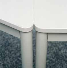A 19 mm-thick decorative chipboard panel with a fine structure is used as the tabletop, which, like the EcoTec standard tables, is melamine