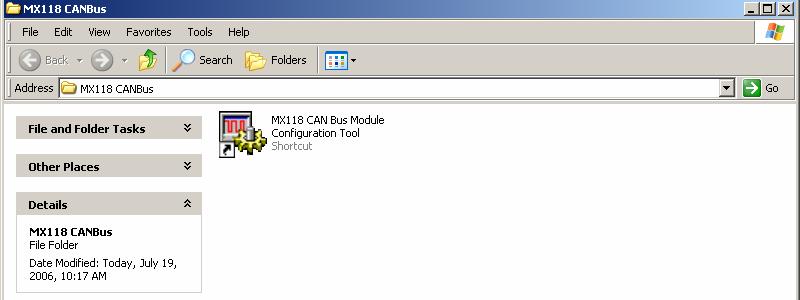 Installation Results If the software is properly installed, a folder named MX118 CAN Bus is created in the specified directory (on the C: