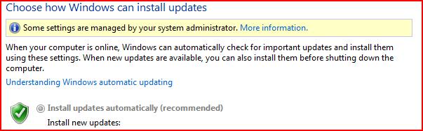 SECURITY To enable automatic WINDOWS UPDATE: CONTROL PANEL > SECURITY CENTER > WINDOWS