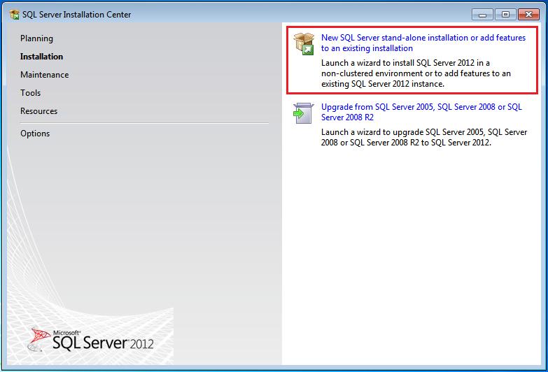 4. Once the files are extracted, the SQL Server Installation Center screen will