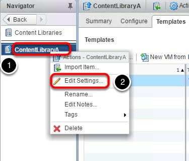 Edit the ContentLibrary settings 1.