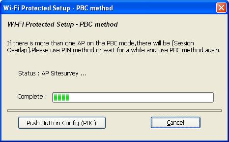 Step 4. Please click the Push Button Config (PBC) button. Then a message window will appear: Step 5.