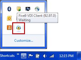 Implementing VDI b c Transfer the client to the agent's workstation. Run the client in the agent's workstation. When the client is installed, an icon appears in the system tray.