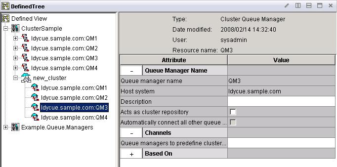 Figure 60. Queue cluster manager settings list: channels e. Click Sae to sae your changes. 7. Do the following procedure to create a cluster queue: a.