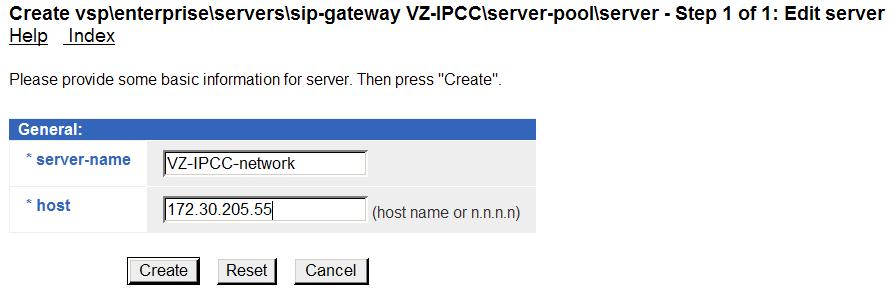 In the resultant screen, click Add server as shown below. In the resultant screen, enter an appropriate server-name and host for the Verizon IP Contact Center service.