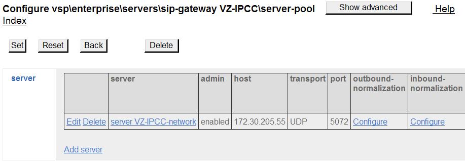 enterprise to send SIP signaling to IP Address 172.30.205.