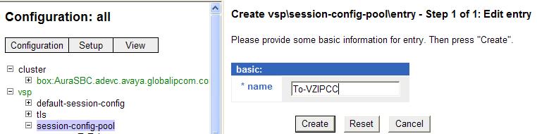 Navigate to vsp session-config-pool as shown below on the left.