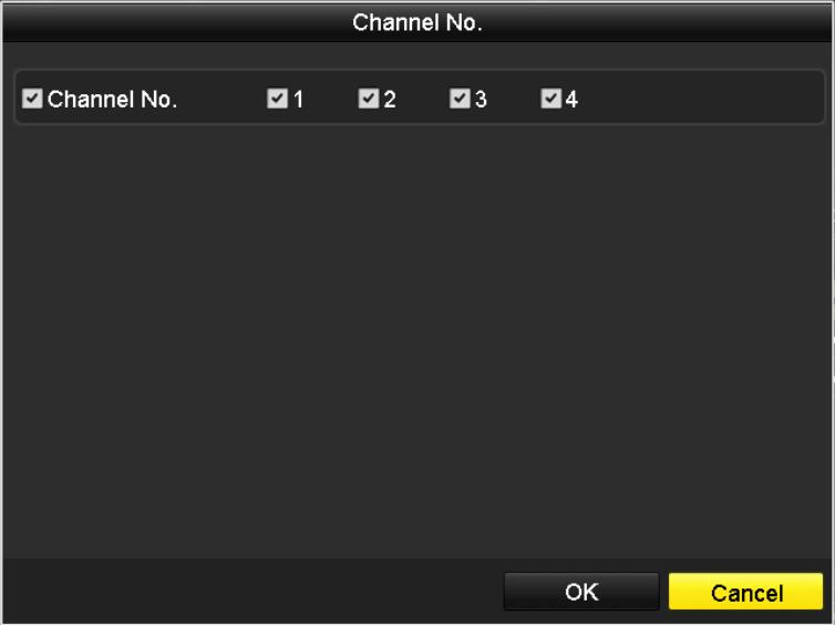4) (For the encoders with multiple channels only) check the checkbox of Channel No. in the pop-up window, as shown in the following figure, and click OK to finish adding.