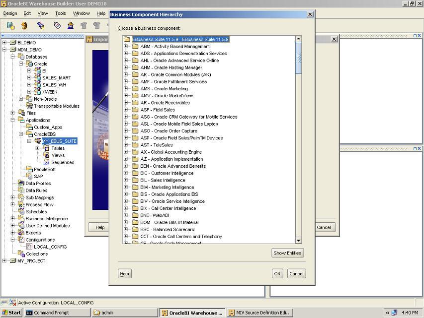 INTEGRATING EBUSINESS SUITE AND PEOPLESOFT DATA In Warehouse Builder both these systems are viewed as SQL based from an extraction perspective.