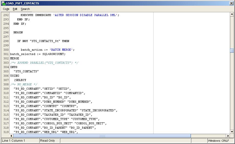 Figure 15 Generating optimized code for Oracle Once you have the mapping created the generated code gets deployed into the target database schema and regular runs extract data from the packaged