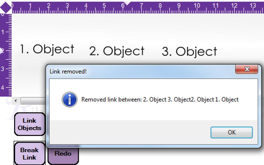 This will now remove the individual links you made to object 1, so object 2, 3 & 4 will no longer be linked to object 1.
