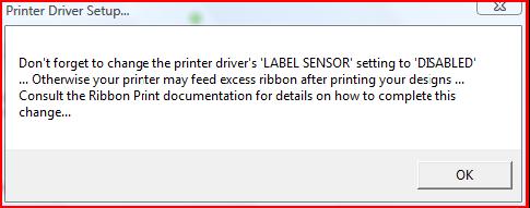 to disable the 'LABEL SENSOR' in 'Printing Preferences', please