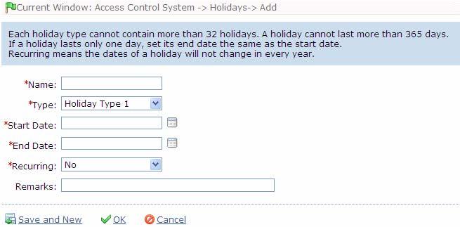 User Manual 6.2 Access Control Holidays The access control time of a holiday may differ from that of a weekday.