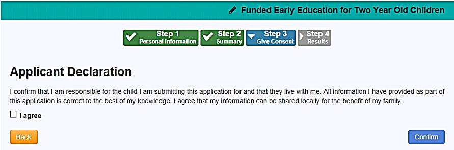 Making Applications 3. If required, click the Print this page button to print the Application Summary page. 4. Click the Continue button to display the Step 3 Give Consent page.
