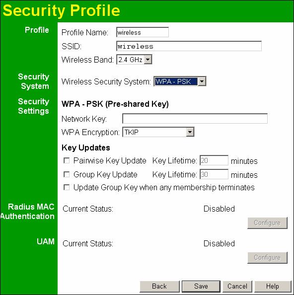 Setup Security Settings - WPA-PSK Like WEP, data is encrypted before transmission. WPA is more secure than WEP, and should be used if possible.