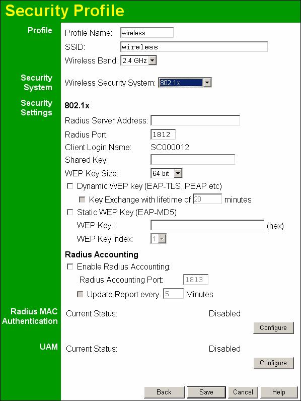 Wireless Access Point User Guide Security Settings - 802.1x This uses the 802.1x standard for client authentication, and WEP for data encryption. If possible, you should use WPA-802.