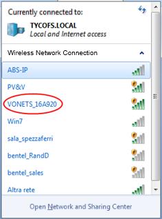 3. Execute a wireless networks scan and locate the one whose name starts with VONETS_ and ends with the last 6 digits of the MAC address of ABS-VAP11N bridge (look at the label). 4.