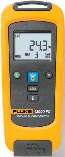 Fluke t3000 FC Wireless K-Type Temperature Meter A versatile K-type thermocouple thermometer wirelessly relays measurements to other Fluke Connect enabled master units, listed below.