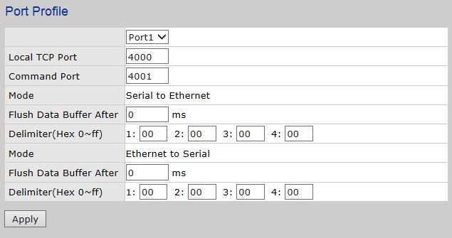 5.1.3.2 Port Profile Port Profile interface The following table describes the Port Profile interface page. Label Description Port Select a port (1-4) to see the settings.