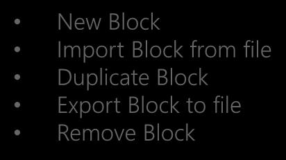 Block Menü New Block Import Block