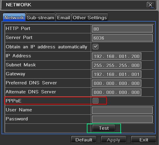PPPOE If you are going to attach the DVR directly to a DSL or cable modem instead of to a router then select the PPPOE option in the Network options.
