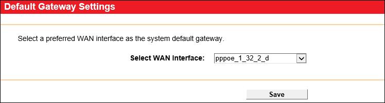 Figure 3-54 Click the Add Interface button, you can add WAN Interfaces. Click the Save button to save your settings. 3.11.2 Static Route Choose Route Settings Static Route.