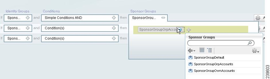 Chapter 20 Sponsor Group Policy Click + next to Sponsor Group to display a drop-down list of sponsor group choices. Select a group option.