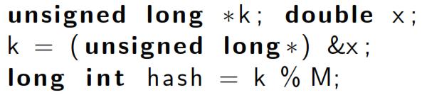6 Hashing Functions we can also use the hash function below for floating point numbers if we interpret the bits as an h k = k %