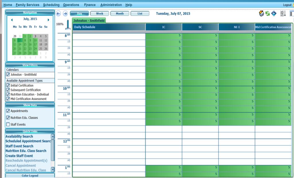 Master Calendar View Filters Select ptins as necessary t filter the main calendar.