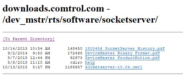 If necessary, click Scan to locate the DeviceMaster. The Device List pane displays the NS-Link (SocketServer) version. 3. Check the Comtrol ftp site to see if a later version is available.