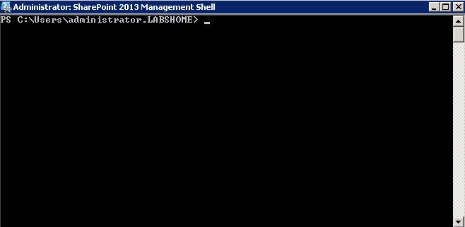 6. Right-click SharePint 2013 Management Shell, and then select Run as administratr frm the drp-dwn menu. The SharePint 2013 Management Shell windw appears.