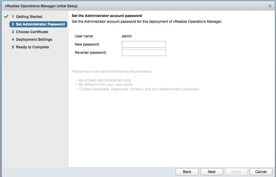 Evaluation Installation and Setup Set the Administrator (admin) password.