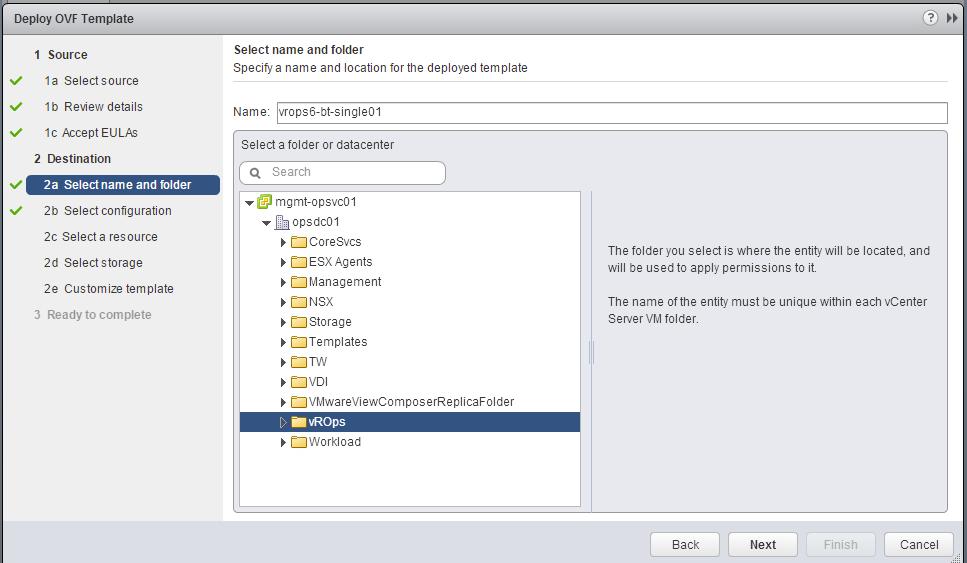 Evaluation Installation and Setup Give the vrealize Operations VM a name and target folder. Pick a configuration size, most likely small for an evaluation.