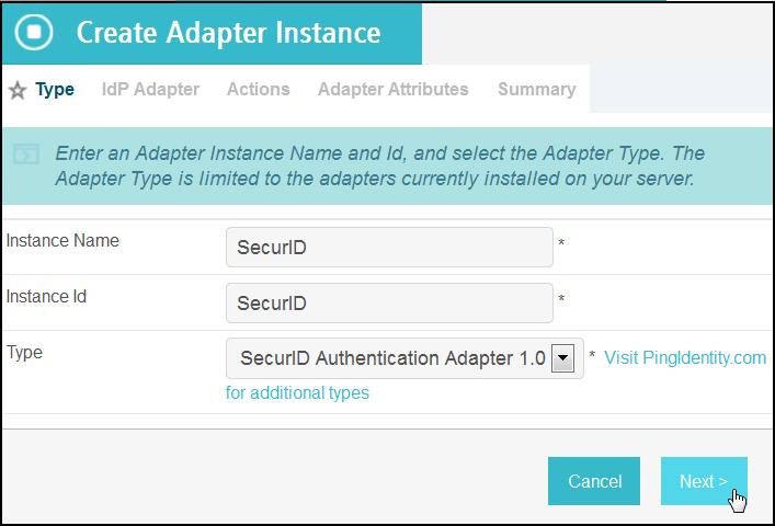 Choose a unique, alphanumeric string for PingFederate to use to identify the adapter and enter it into the Adapter